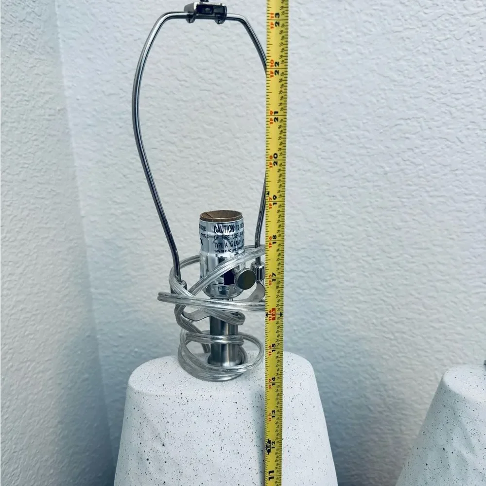 Modern Organic Boho Southwest White Speckled Textured Table Lamp